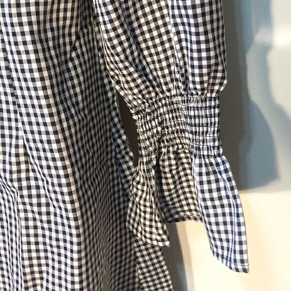 OXL SZ L Black & white gingham check dress Cottage Modest Prairie Western 50s - Picture 3 of 10